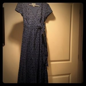 Talbots Blue Eyelet Midi Dress